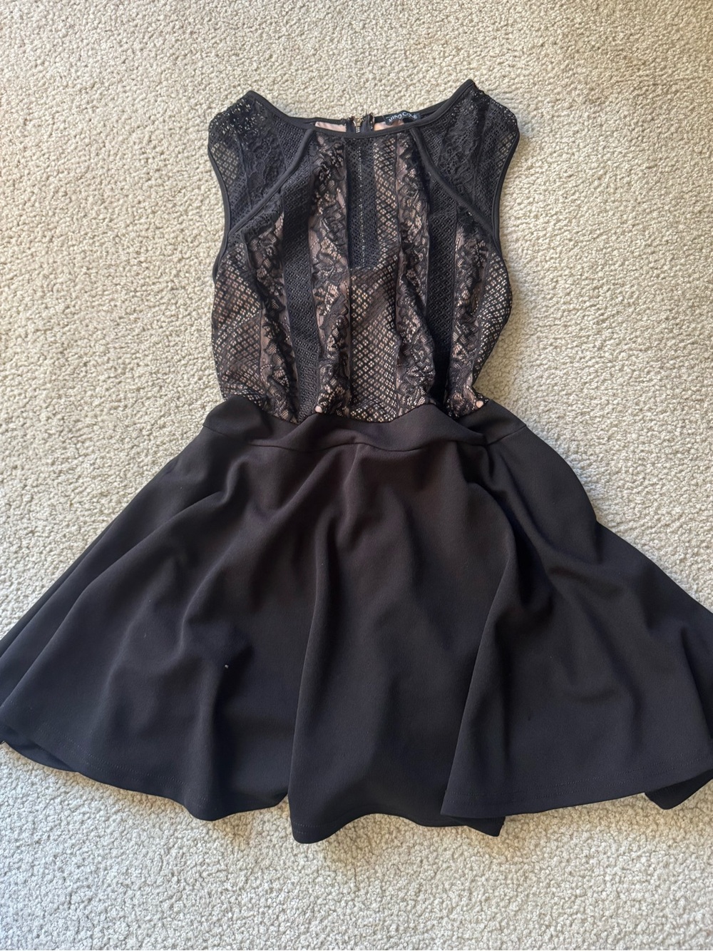 Mind Code Black Lace-Panel Mini Dress - Classy night out elegant